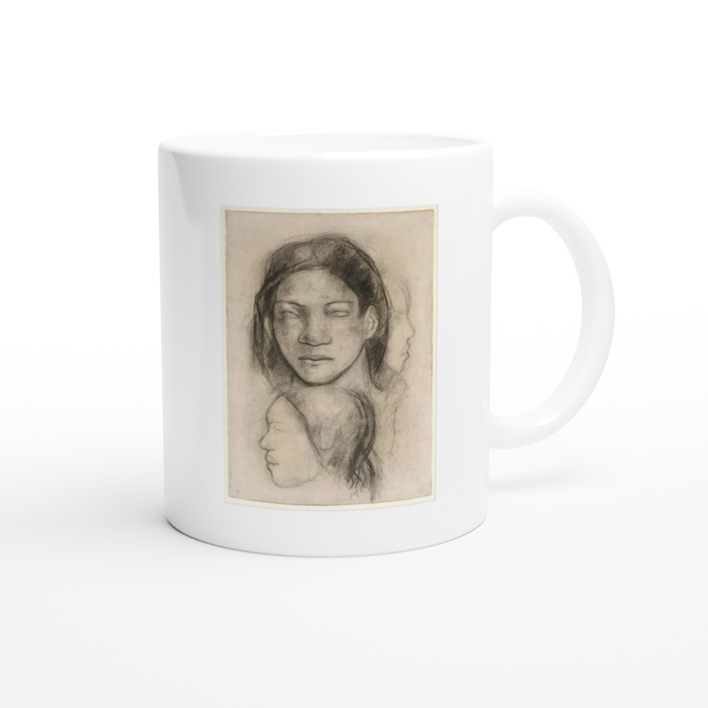 Tahitian Faces (Frontal View and Profiles)