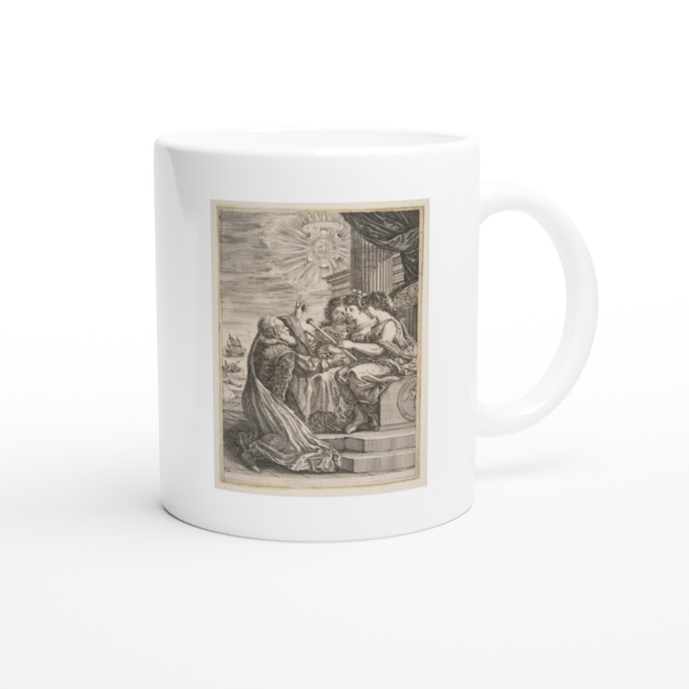 Galileo and personifications of Astronomy, Perspective and Mathematics, frontispiece for 'Opere di Galileo Galilei'